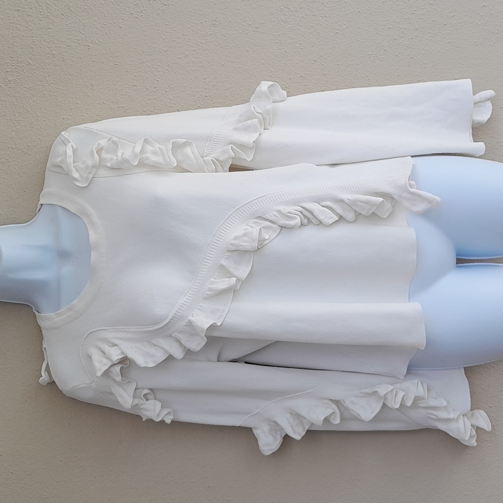 Milly Ruffle Sweater Shirt Ivory Cream White Medium